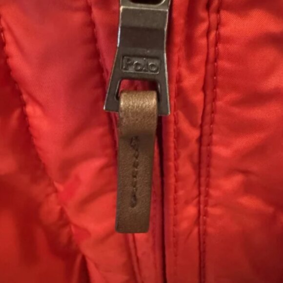 POLO By Ralph Lauren Down Puffer Jacket Men Size:L Full Zip Hooded Red Thick Y2K - Picture 4 of 11